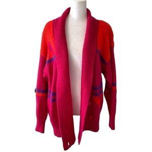 CC Hughs medium sweater cardigan pink orange purple vintage
